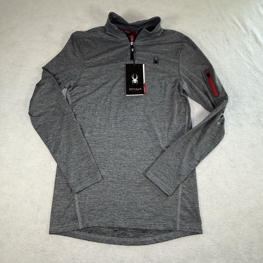NWR Spyder Active 1/4 Zip Pullover Men Medium Long Sleeve Stretch Gray